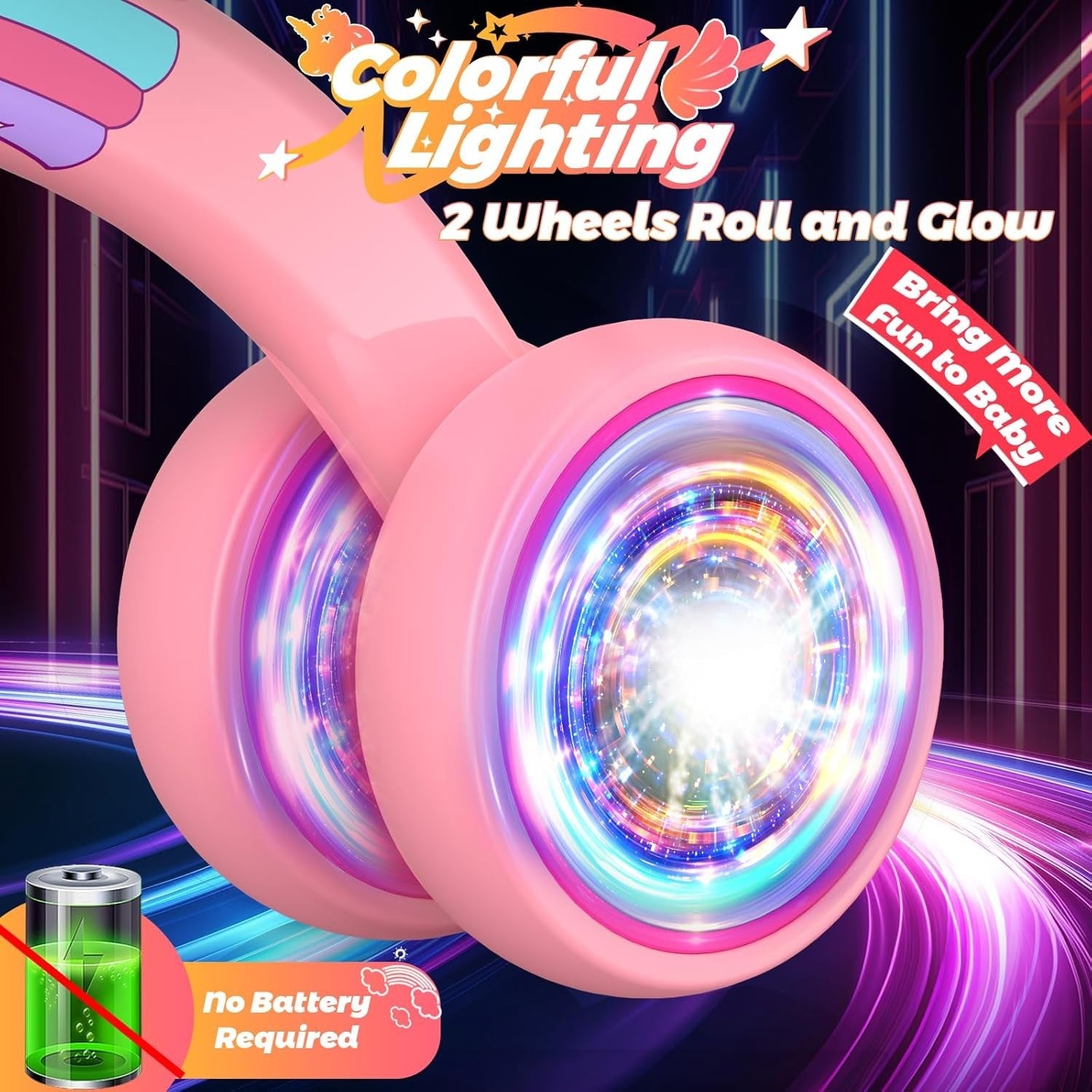 Unicorn Balance Bike Toddler Ride On Toy Light Up Wheels Girls Gift