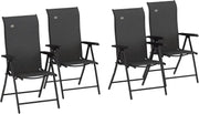Outdoor Folding Rattan Chairs Set of 4 Adjustable Recliner Patio Dining Grey