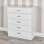 White 5 Drawer Tall Chest Cabinet Modern Storage Unit for Bedroom Hallway