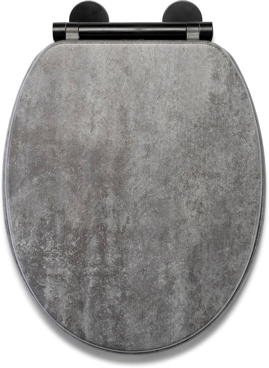 Slate Grey Wooden Toilet Seat Soft Close Quick Release Durable Antibacterial
