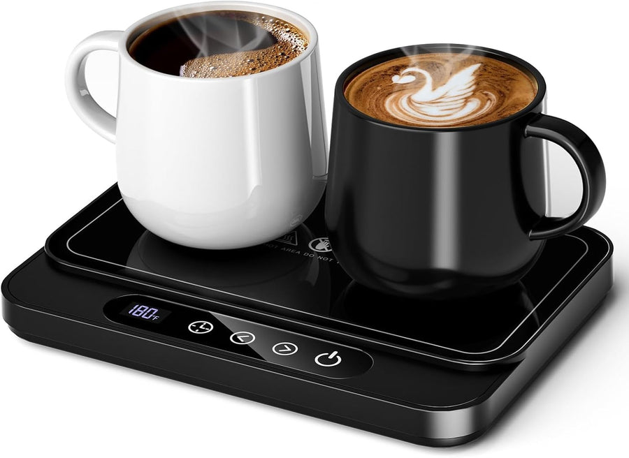 White 50W Coffee Mug Warmer 6 Temp Timer 8H Auto Off