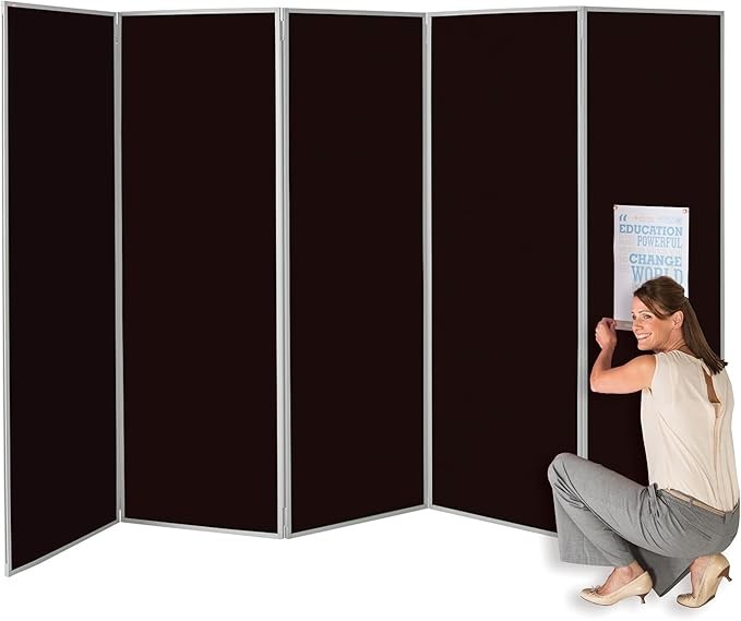 Large 5 Panel Privacy Partition 180×300cm – Black Folding Room Divider