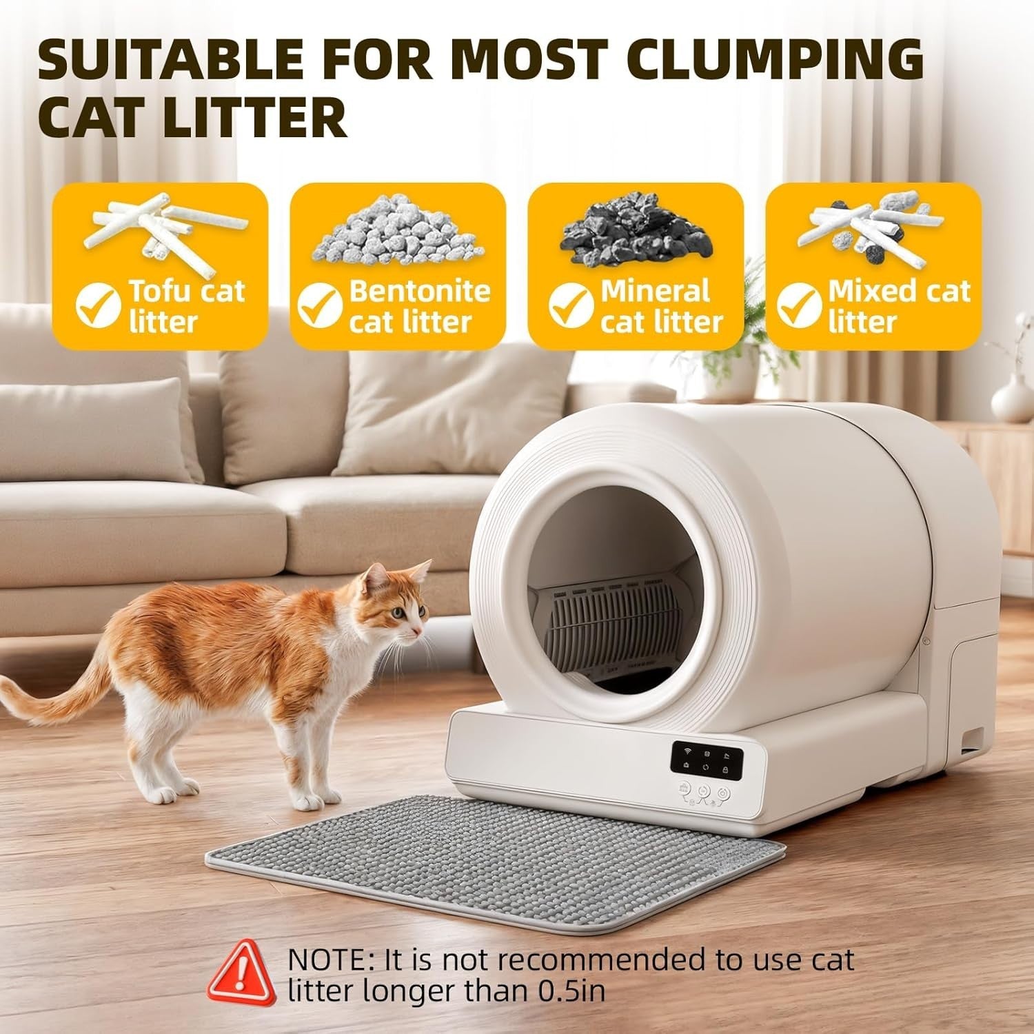 Self Cleaning Cat Litter Box 85L App Control Odor Free Auto Tray