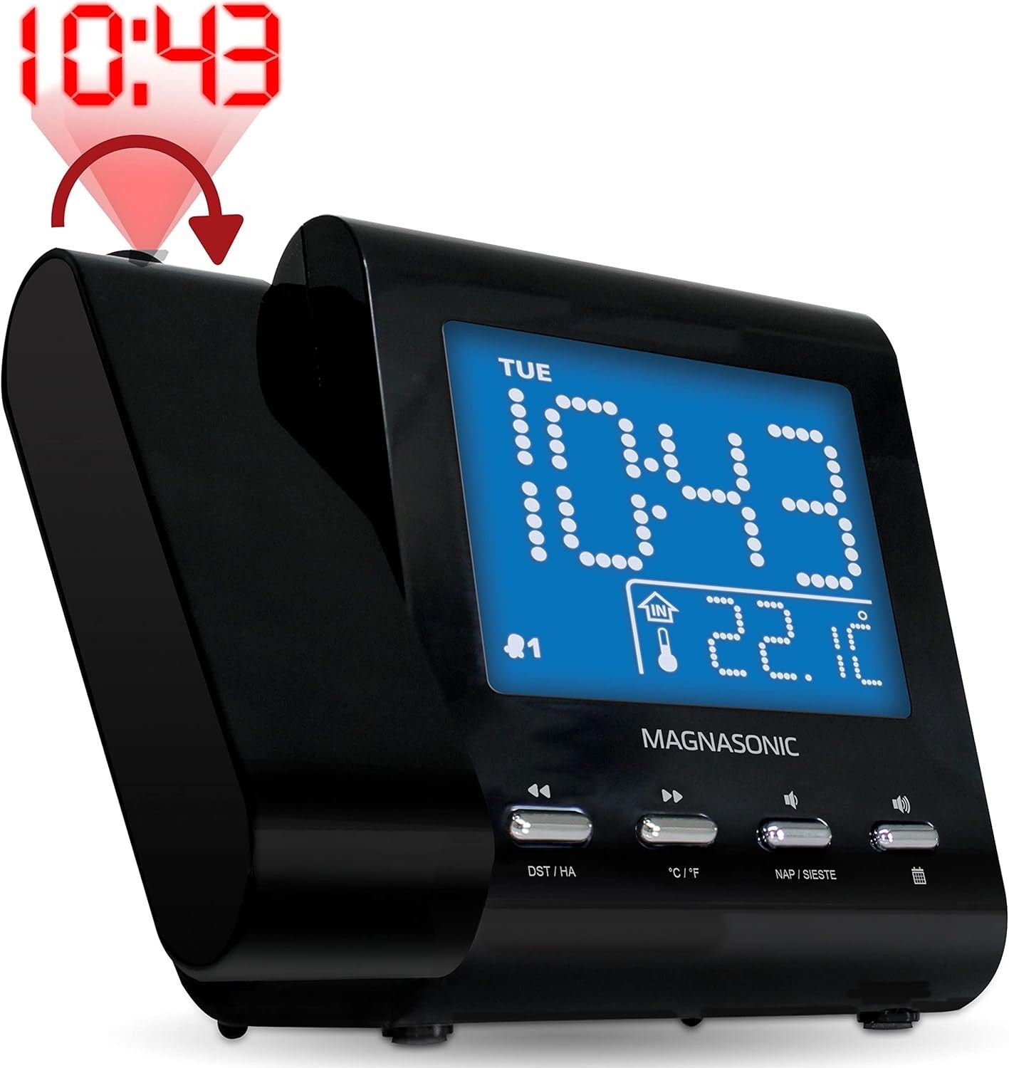 Projection Alarm Clock AM FM Radio Portable Temperature Display Dual Alarm