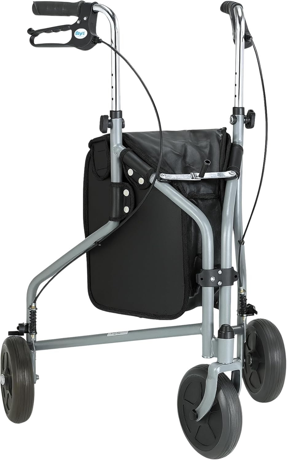 3 Wheel Rollator Walker Lightweight Folding Mobility Aid Lockable Brakes