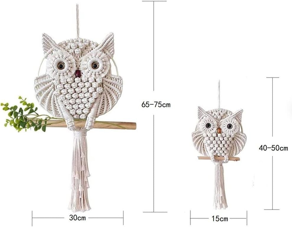 2PCS Owl Macrame Wall Hanging 65x30cm Boho Woven Tapestry