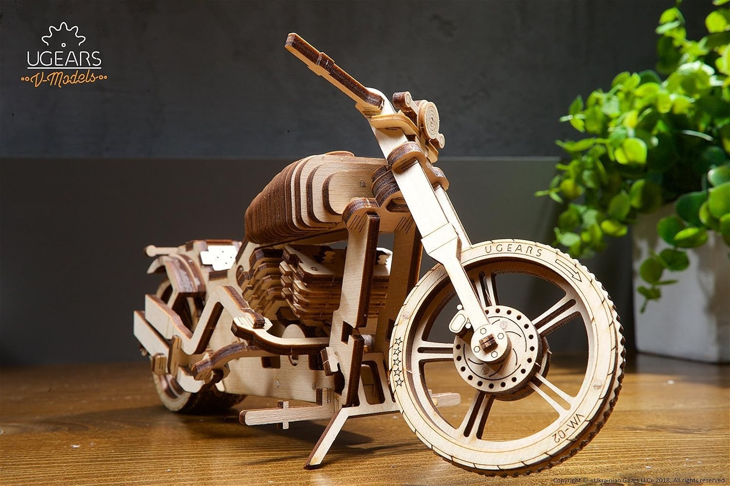3D Wooden Motorcycle Puzzle Model Kit with Rubber Band Motor – Fun & Educational