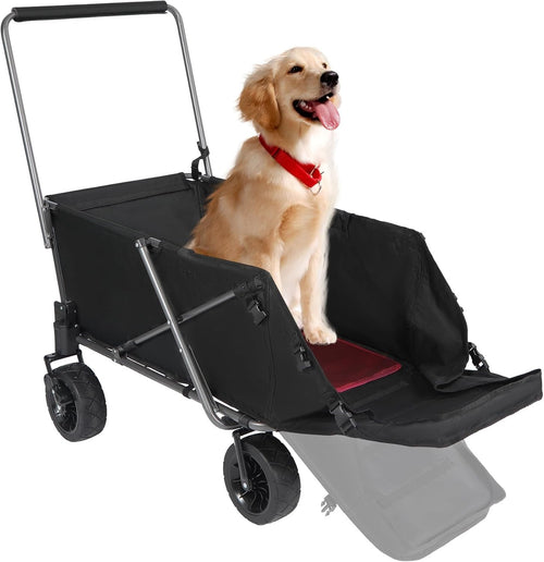 Heavy Duty Folding Dog Wagon Cart w/ Extendable Rear All-Terrain Wheels 150lb