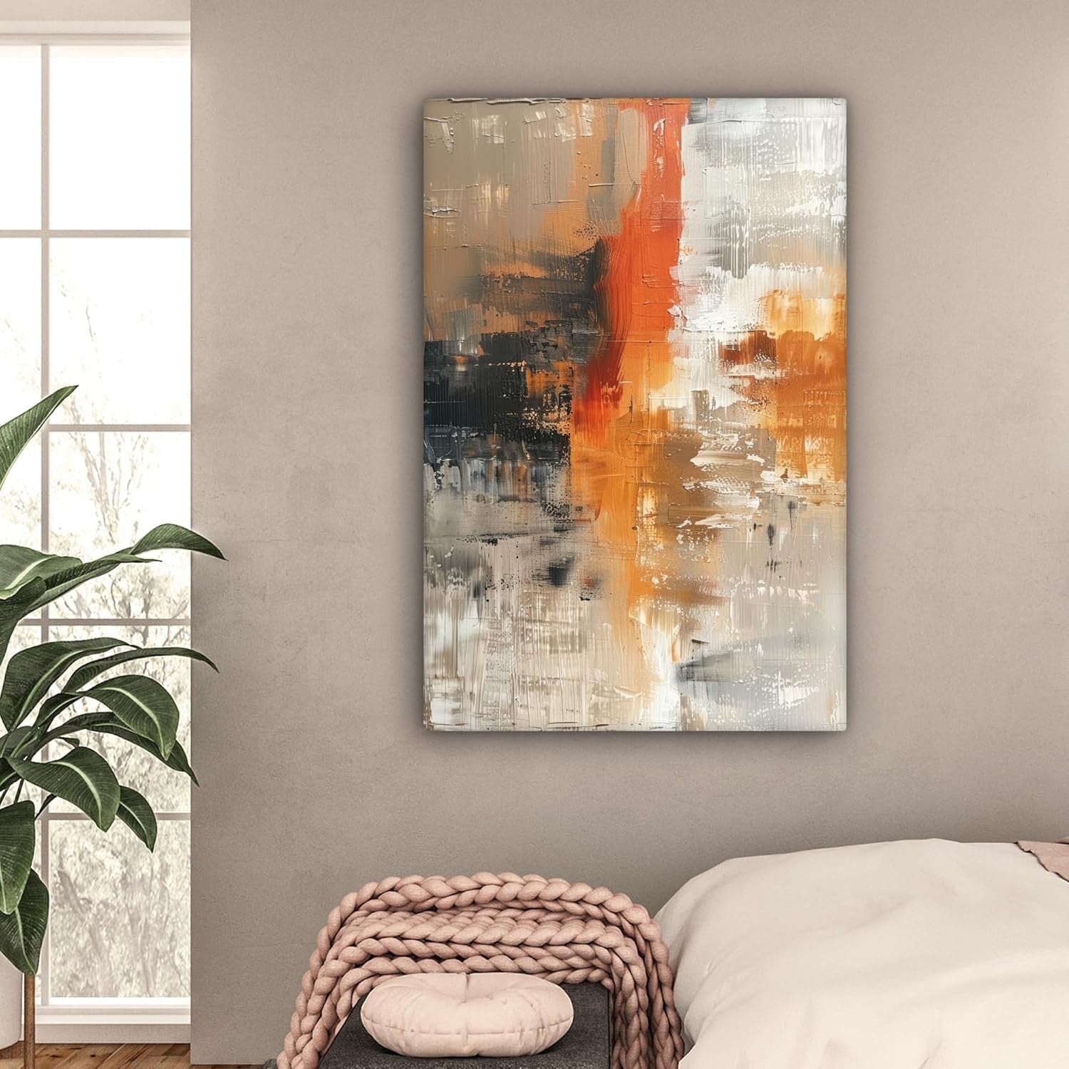 Large Abstract Canvas Wall Art Modern Gold Grey 80x120cm Living Room Decor