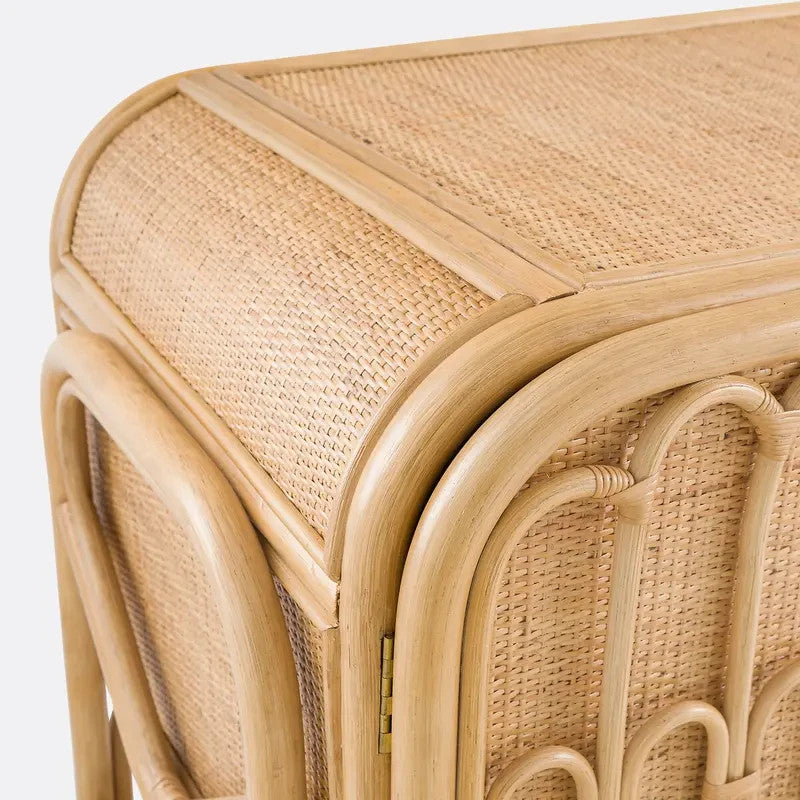 Malu Rattan Cane Sideboard – 114cm Mid-Century Storage Unit for Hallway