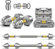 Adjustable Dumbbell Barbell Set 20kg 3-in-1 Steel Home Gym Weights