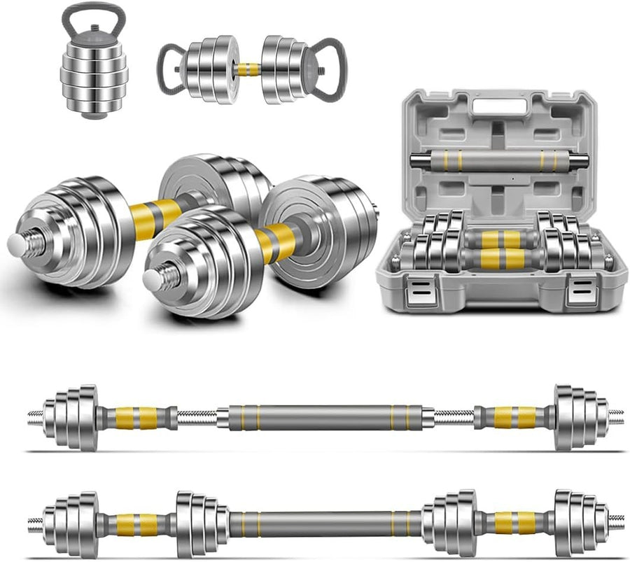 Adjustable Dumbbell Barbell Set 20kg 3-in-1 Steel Home Gym Weights
