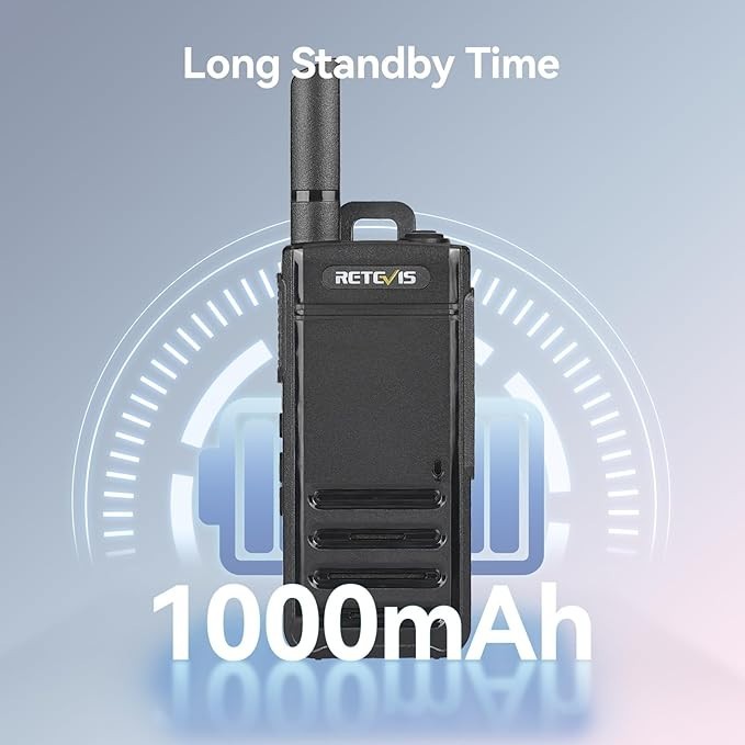 Ultra Slim Walkie Talkies 4 Pack USB-C VOX Earpiece Emergency Alarm