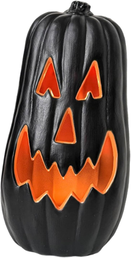 Halloween Pumpkin LED Lantern w/ Timer – Black Energy-Saving Decor