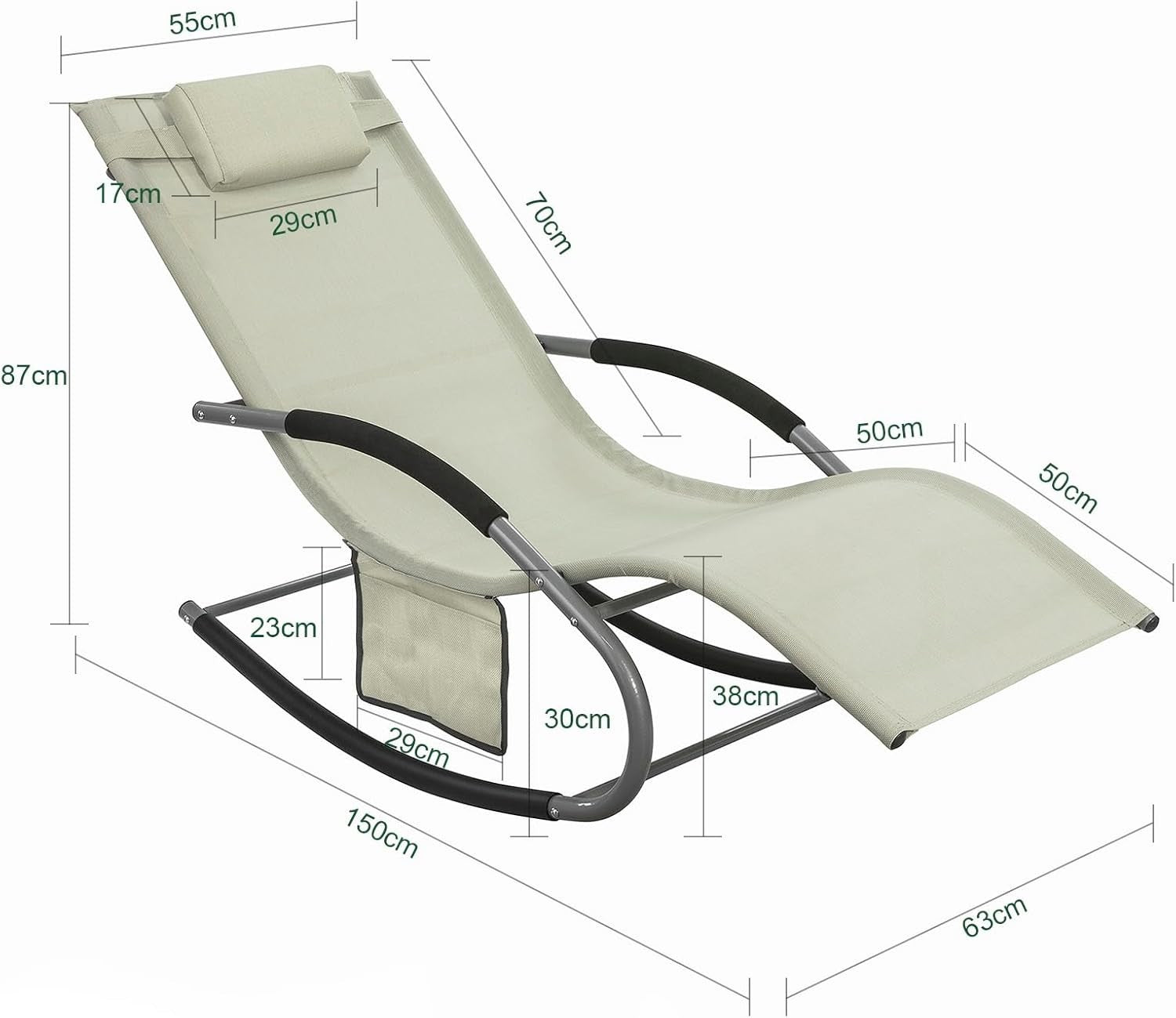 Outdoor Reclining Sun Lounger Chair with Cushioned Headrest & Side Pocket – Dura