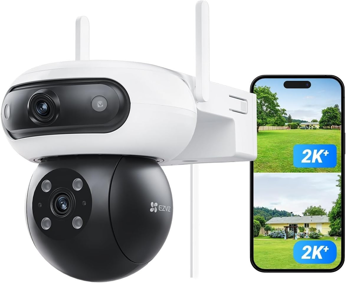 Dual Lens 8MP Security Camera 360° Auto Tracking Color Night Vision