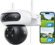 Dual Lens 8MP Security Camera 360° Auto Tracking Color Night Vision