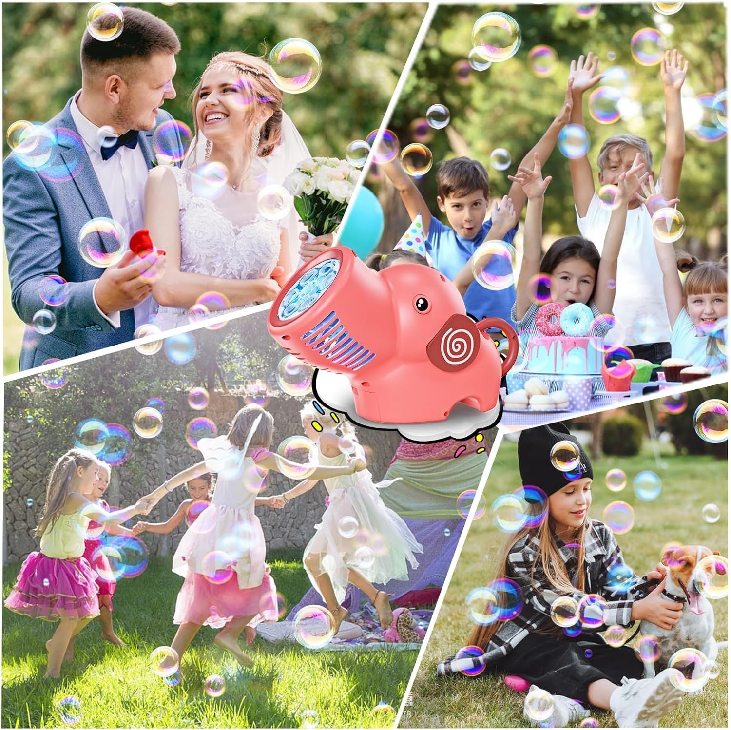 Bubble Gun LED Lights 10000 Bubbles Pink Toy