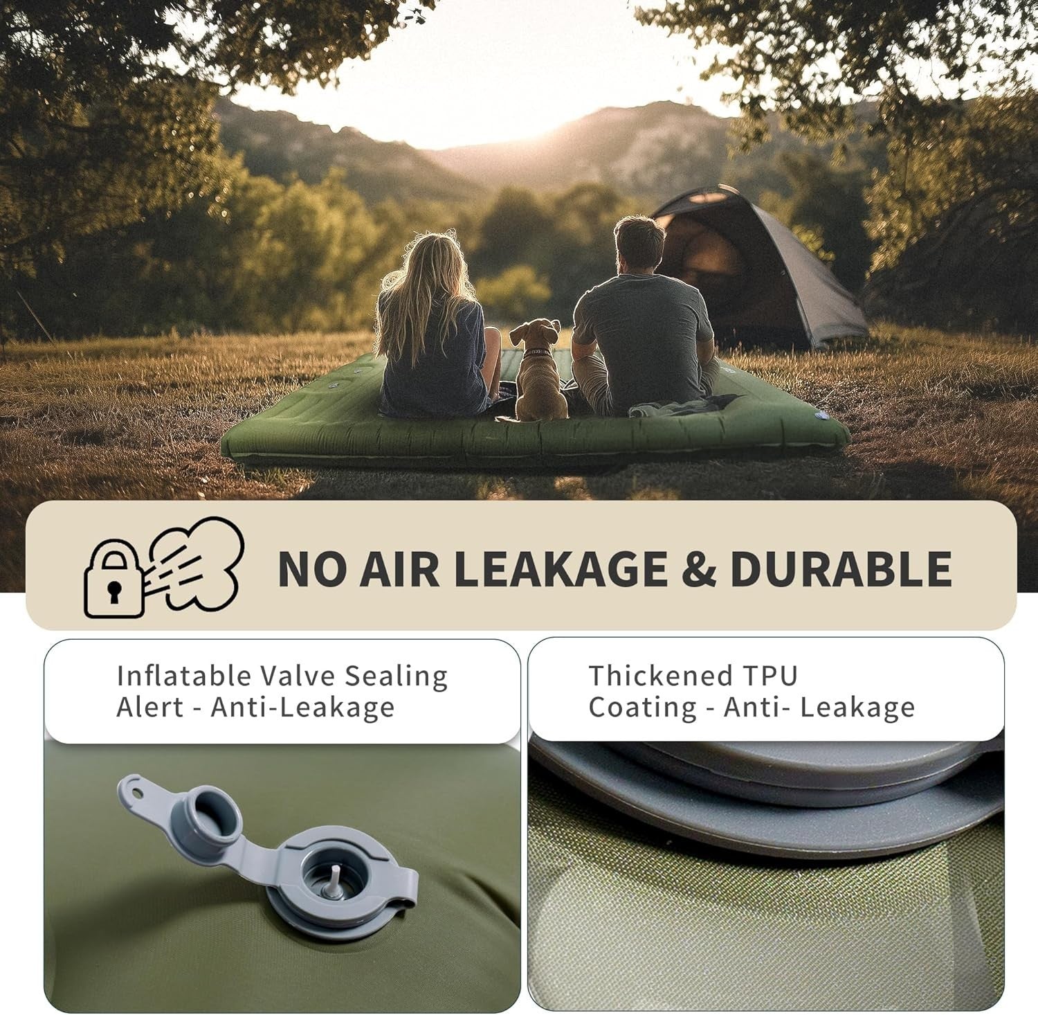 Self-Inflating Double Camping Mattress – Extra Thick, Wide, Portable.