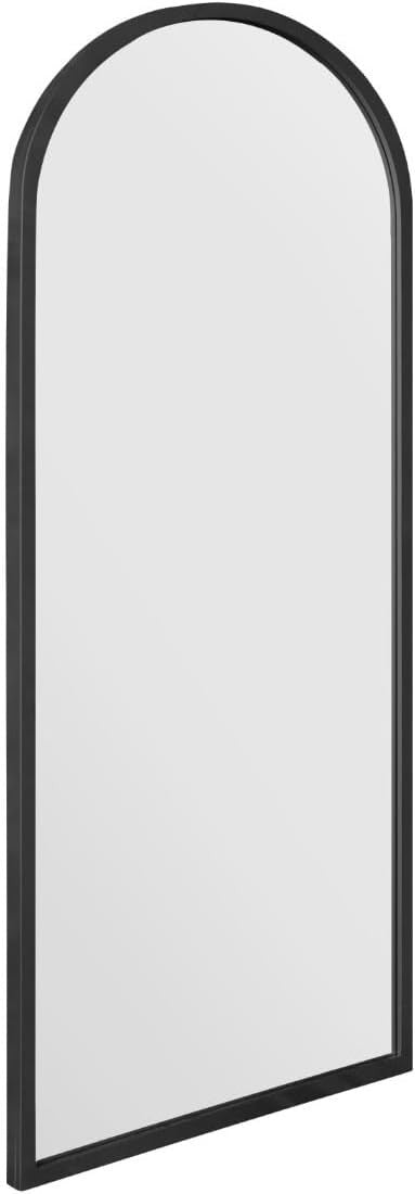 Modern Black Metal Arched Wall Mirror 160x53cm Leaner & Wall Mount