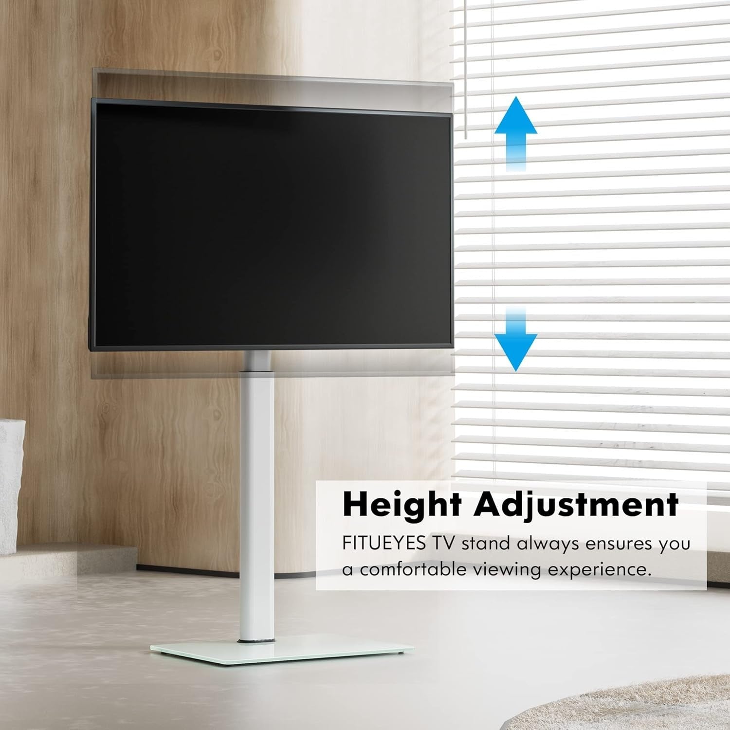Height Adjustable TV Floor Stand 19-42" Tilt Swivel Glass Base VESA