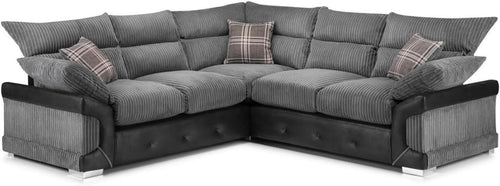 Spacious 5-Seater Jumbo Cord Corner Sofa L-Shape High Back Comfort Cushions