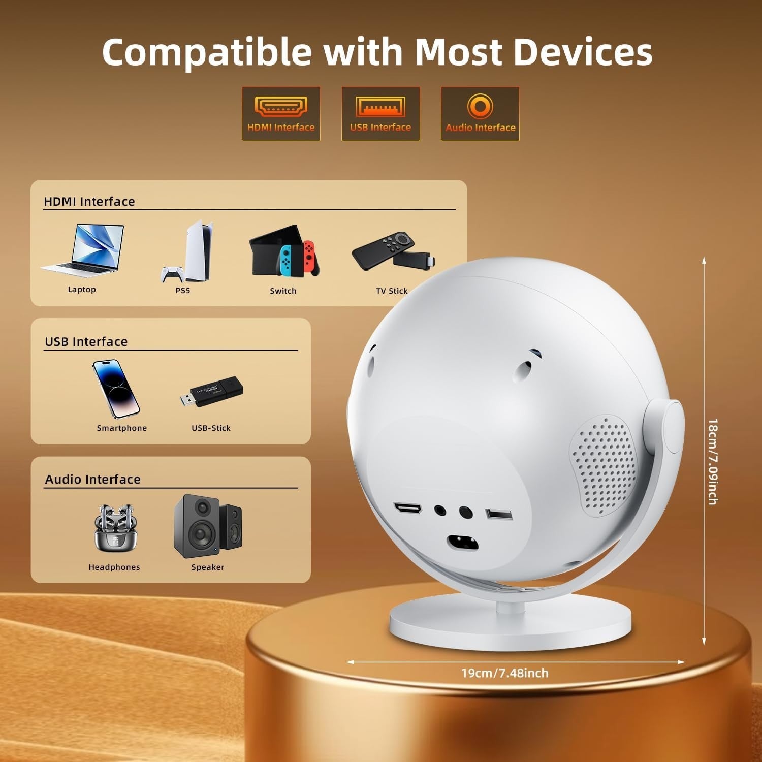 Android Projector 1080P 4K Ready WiFi 6 Bluetooth Auto Focus Home Cinema