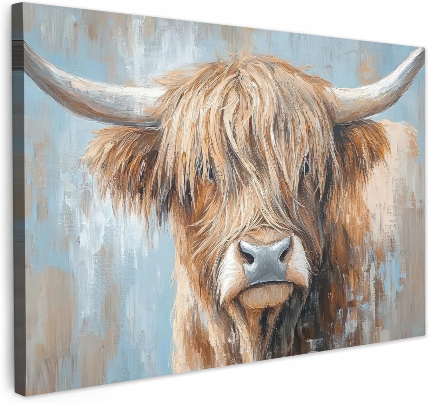 Highland Cow Canvas Wall Art 60x40cm Framed Rustic Farmhouse