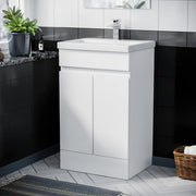 500mm White Bathroom Vanity Unit with Basin Gloss Freestanding Sink Cabinet