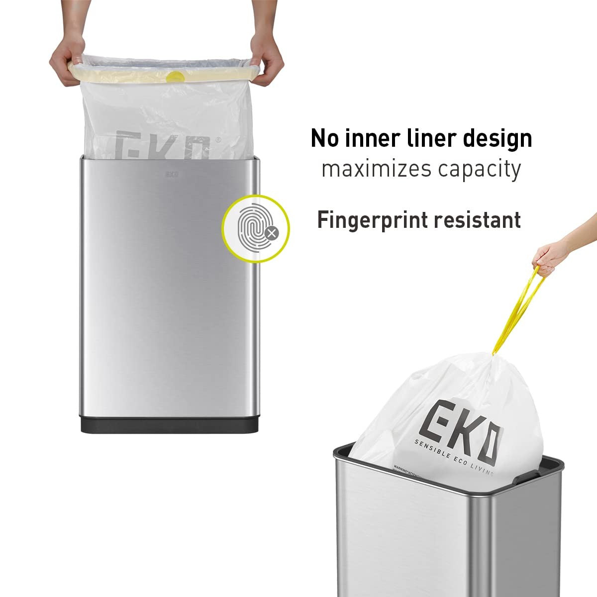 50L Brushed Stainless Steel Sensor Bin Soft Close