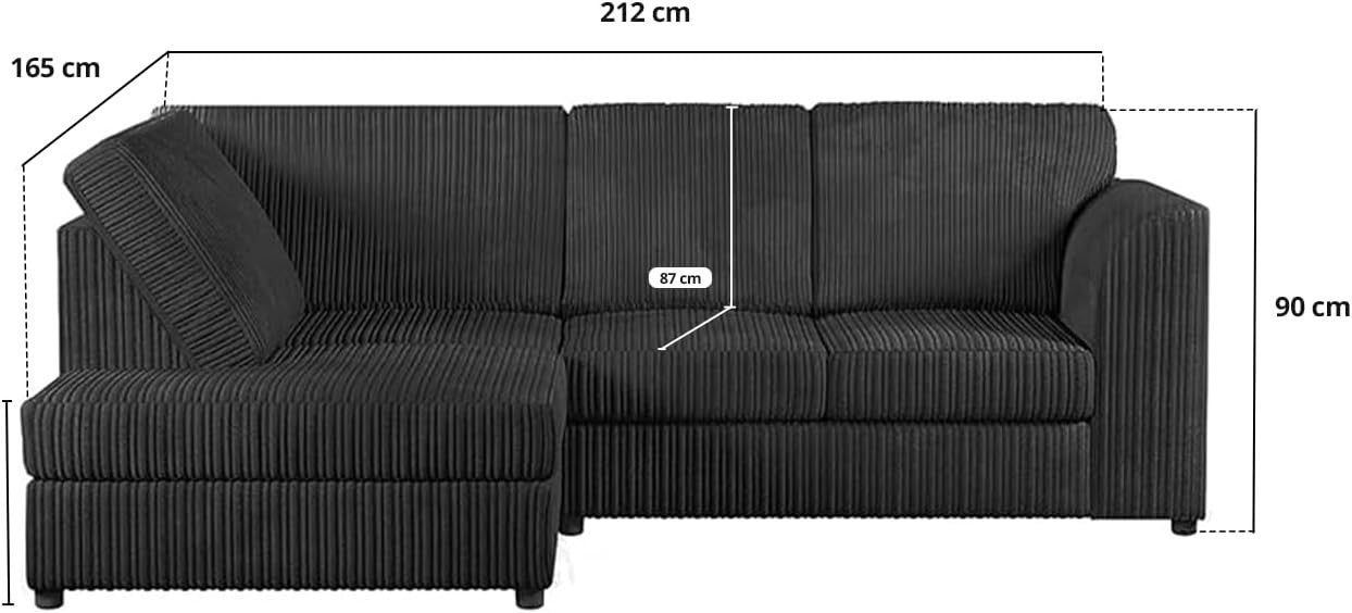 High Back Jumbo Cord L-Shape 4-Seater Corner Sofa – Luxurious Comfort & Durable