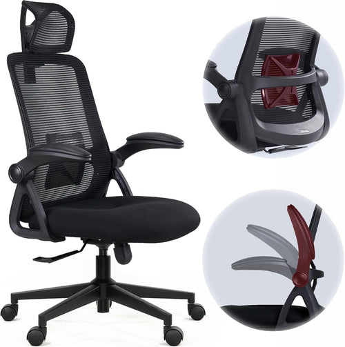 Ergonomic Office Chair Desk Swivel Computer Chair Mesh Back Memory Foam Black
