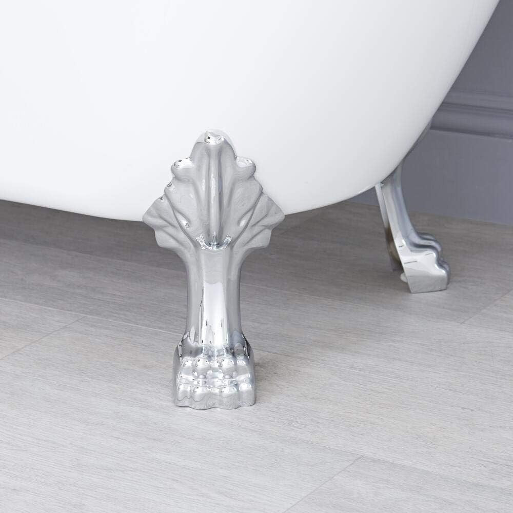 White Double Ended Roll Top Bath 1795x785mm Freestanding Chrome Claw Feet
