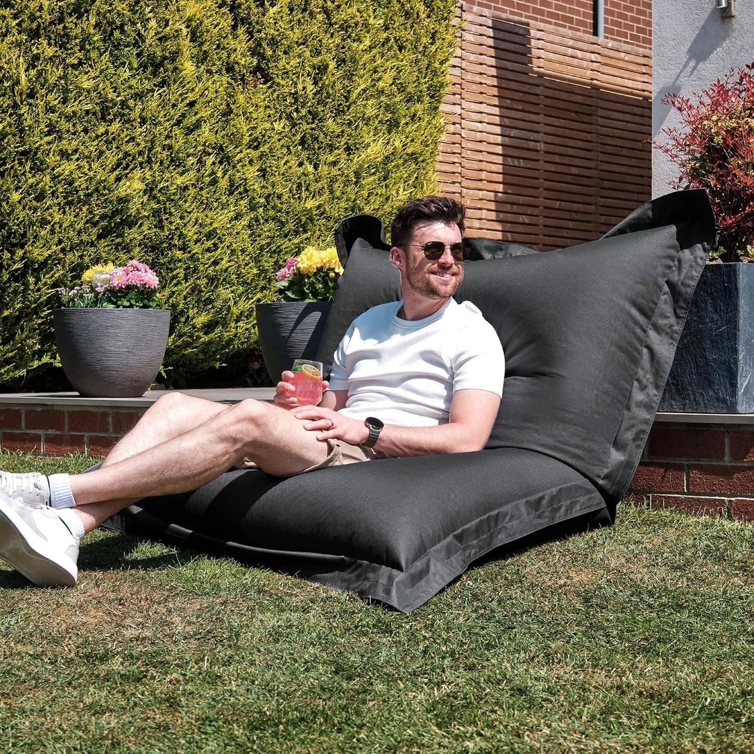 XXL Charcoal Grey Bean Bag Chair Outdoor Waterproof Garden Floor Lounger Seat