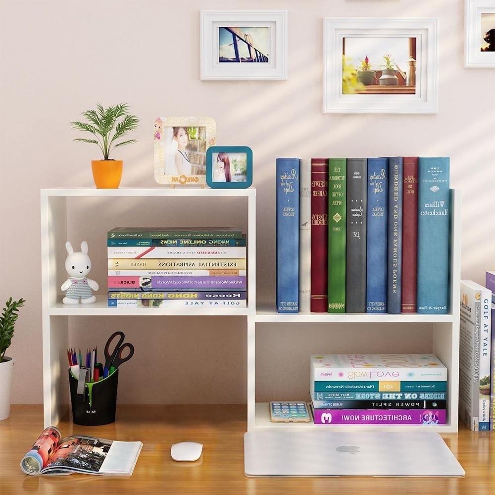 Adjustable Wooden Desktop Bookshelf Organizer – Durable Waterproof Space Saver