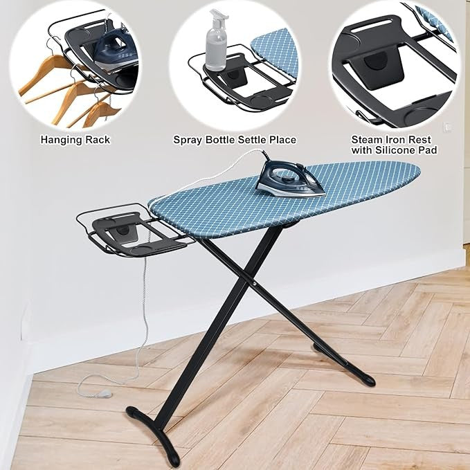 Extra Wide Ironing Board 117x43cm Heavy Duty Steam Iron Rest