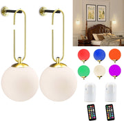 Rechargeable 180mm Battery Glass Wall Lights, Dimmable RGB, Remote Control
