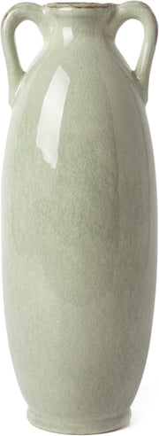 Tall Green Ceramic Floor Vase for Pampas Grass Modern Home Decor 14in