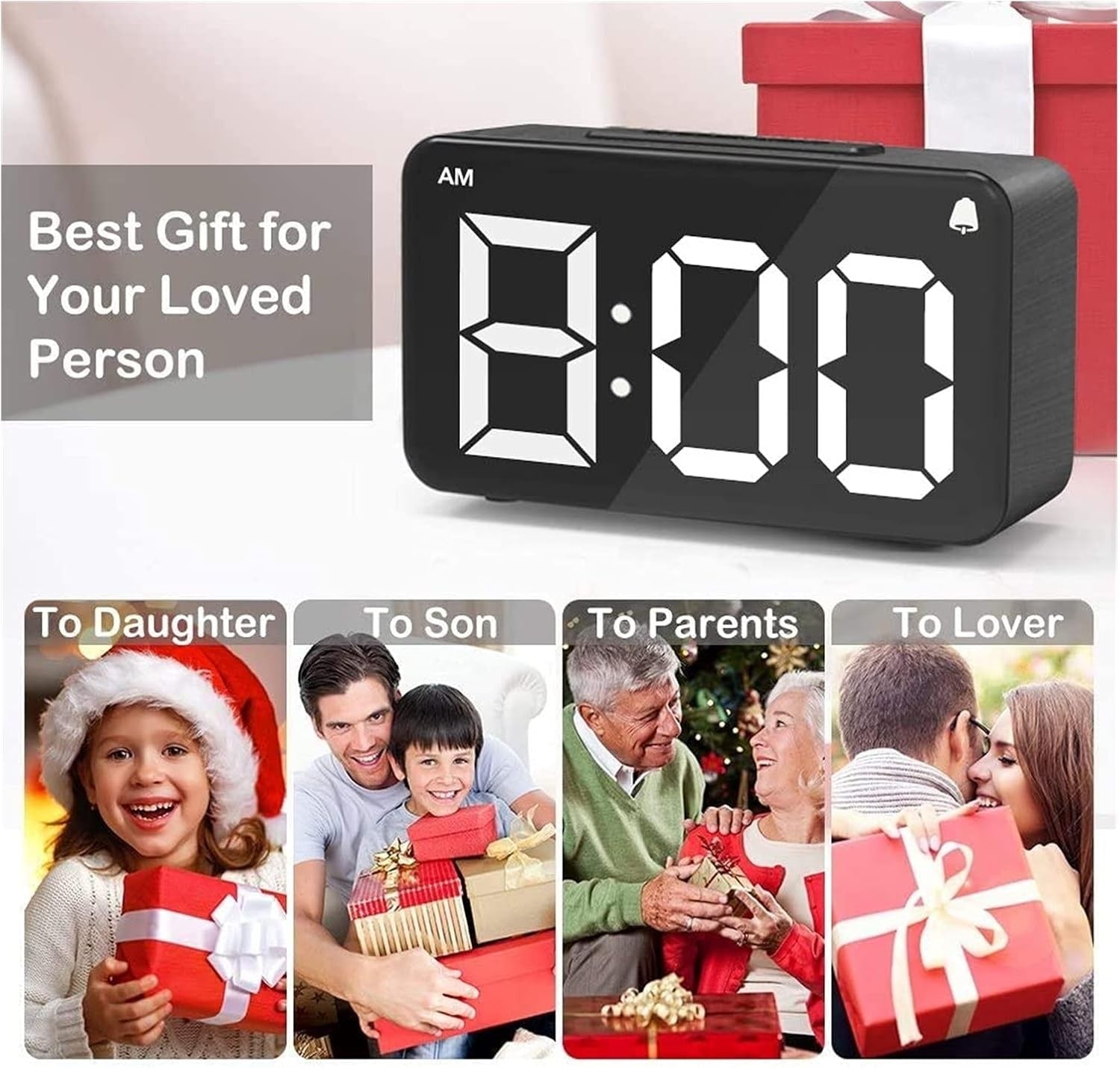 Digital Alarm Clock LED Large Display USB Charging Bedside Clock for Heavy Sleep