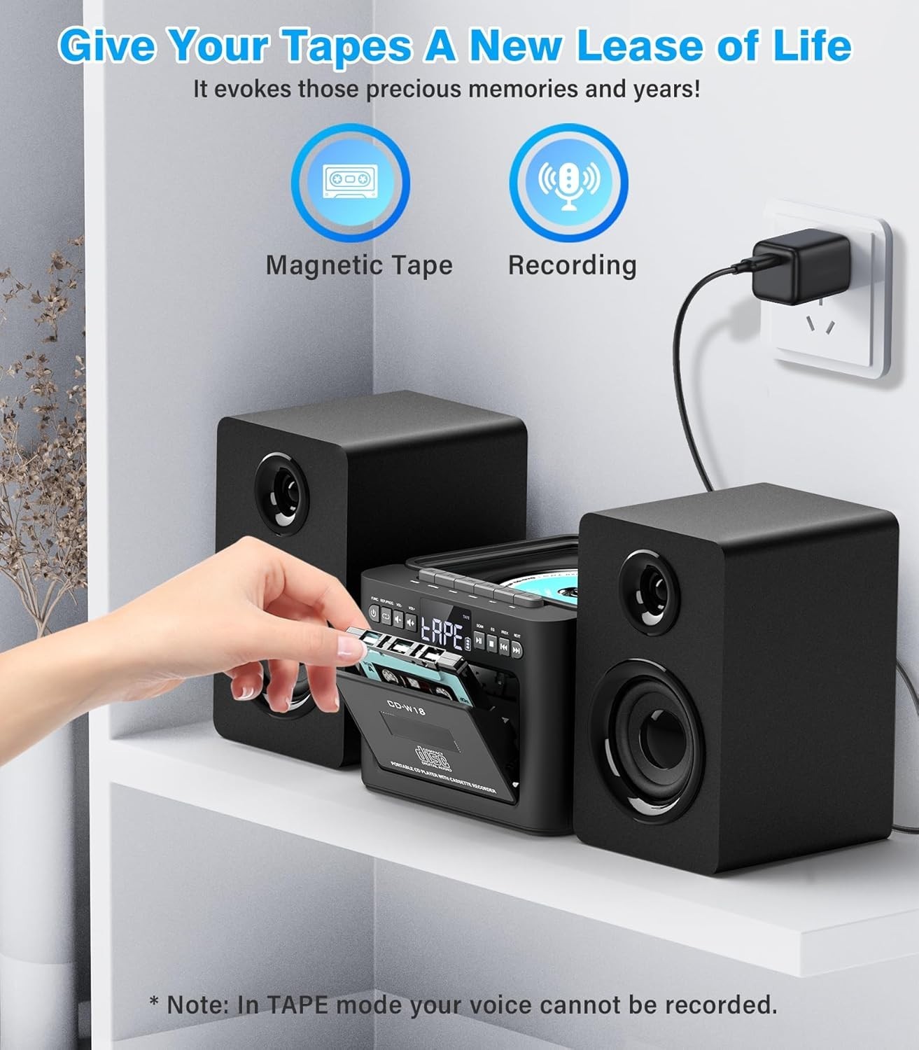 40W CD Cassette Player Hi-Fi System | Bluetooth, FM, USB, AUX, Remote Control