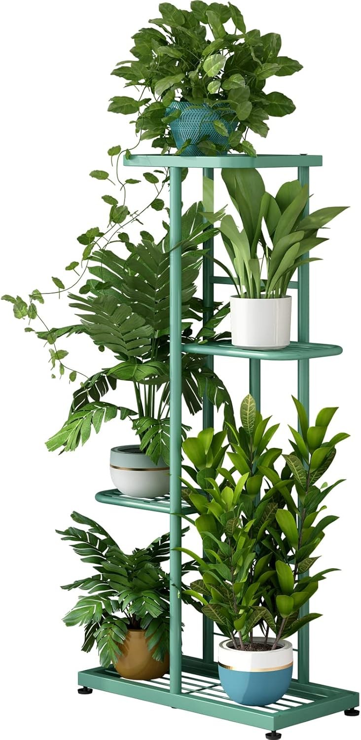 4 Tier Green Metal Plant Stand Indoor Outdoor Flower Pot Display Shelf