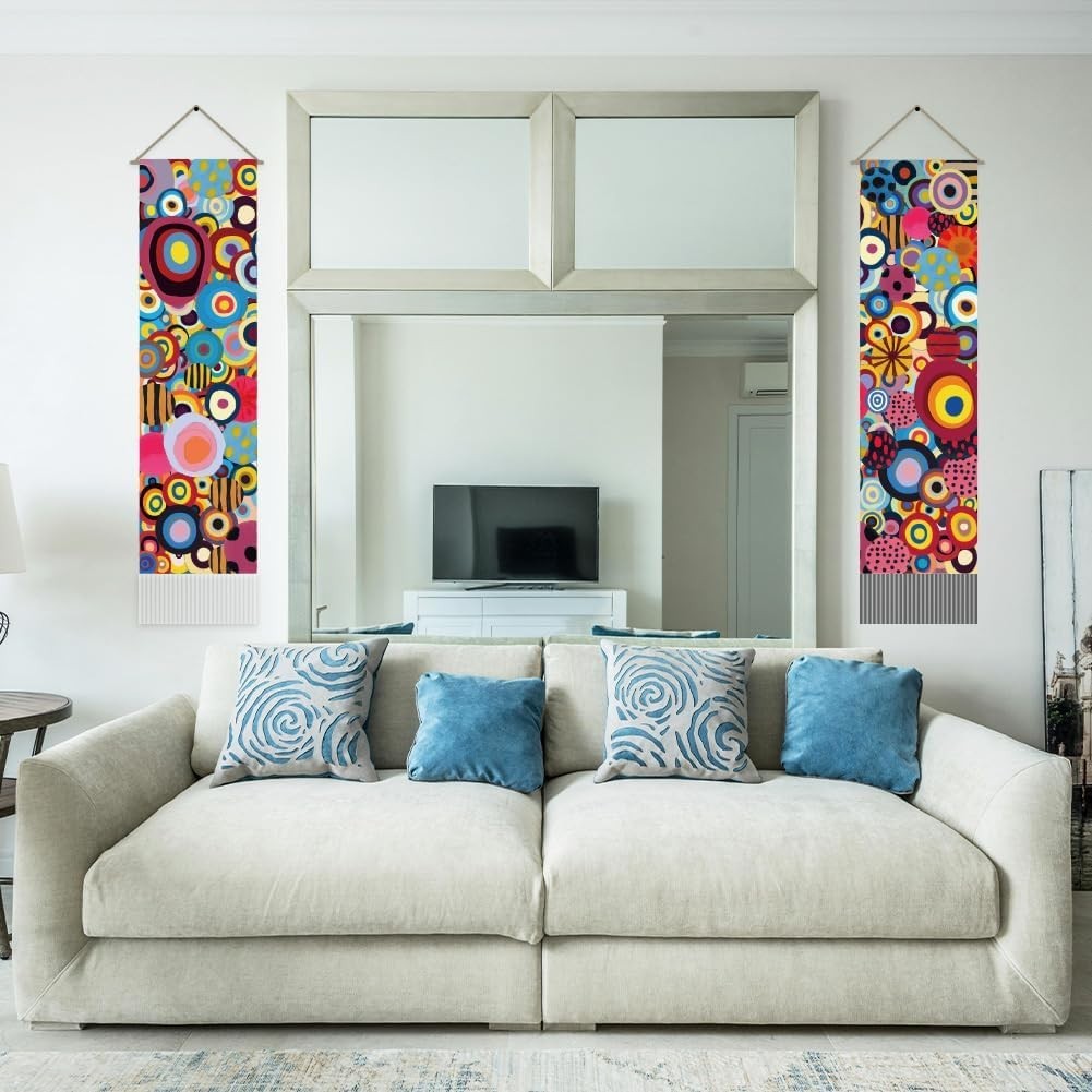 Boho Abstract Art Tapestry 2pcs 45.7x13in Hippie Wall Decor