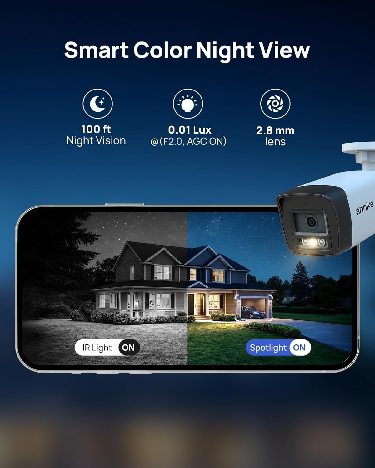 3K PoE Security Camera Color Night Vision 2-Way Audio Alexa IP67
