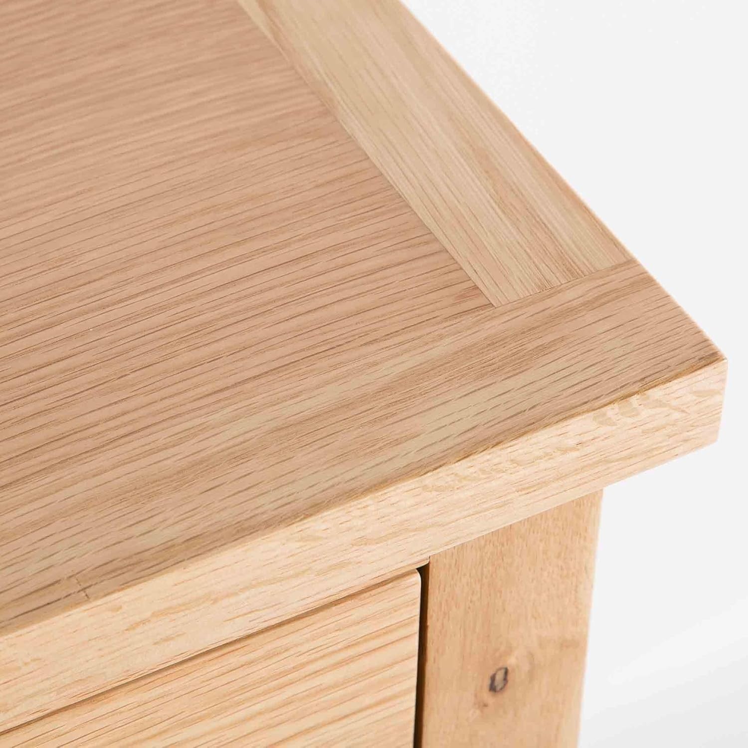 Solid Oak Bedside Table with 3 Drawers | Fully Assembled Wooden Nightstand