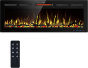 122cm WiFi Electric Fireplace Insert Recessed Wall Mount, Adjustable Flame