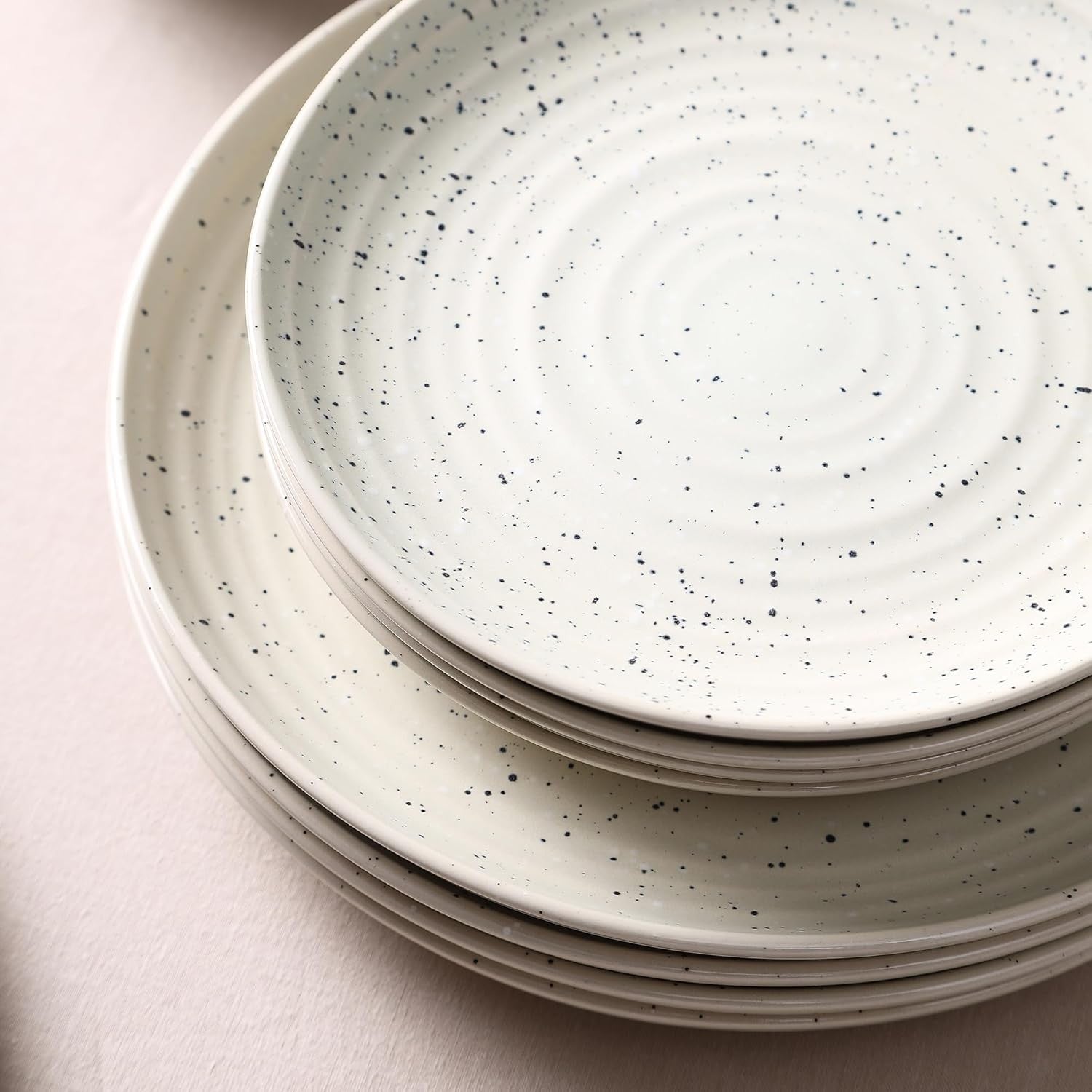 12pc Stoneware Dinner Set White Plates Bowls Microwave Dishwasher Safe
