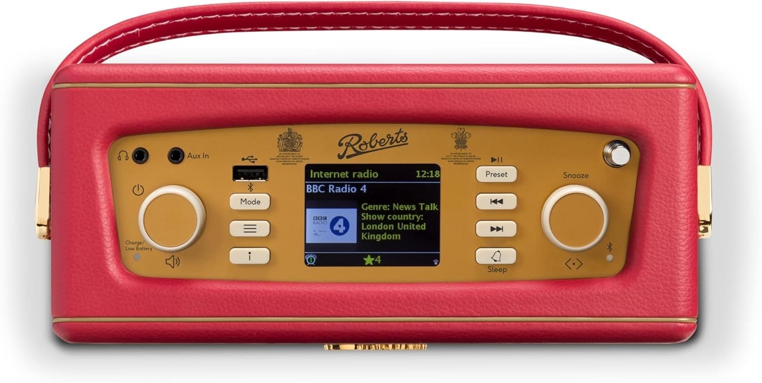Portable FM/DAB/DAB+ Internet Radio with Bluetooth & Wi-Fi Classic Red