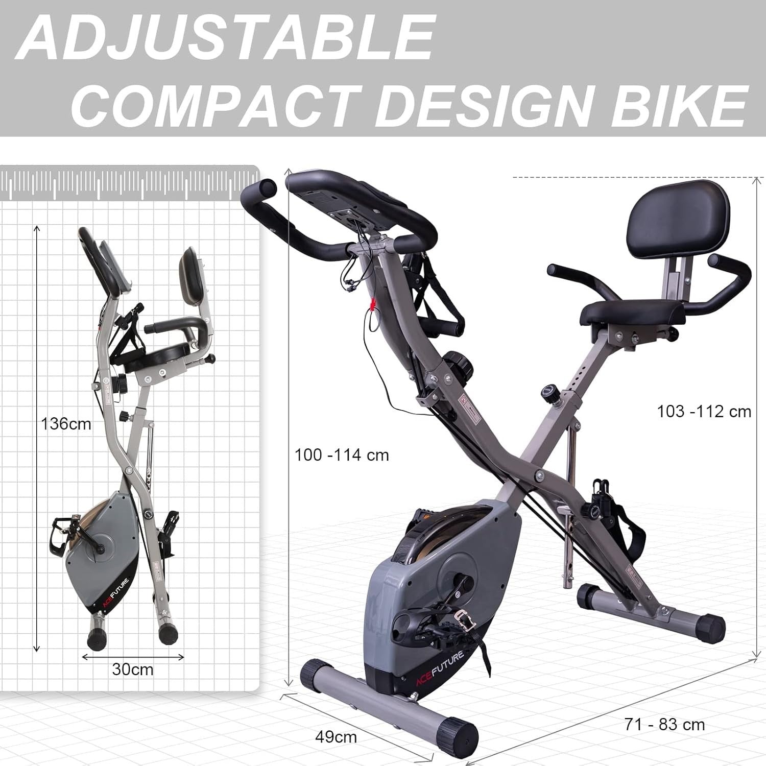 4-in-1 Folding Exercise Bike w/ 16-Level Magnetic Resistance & Arm/Leg Bands