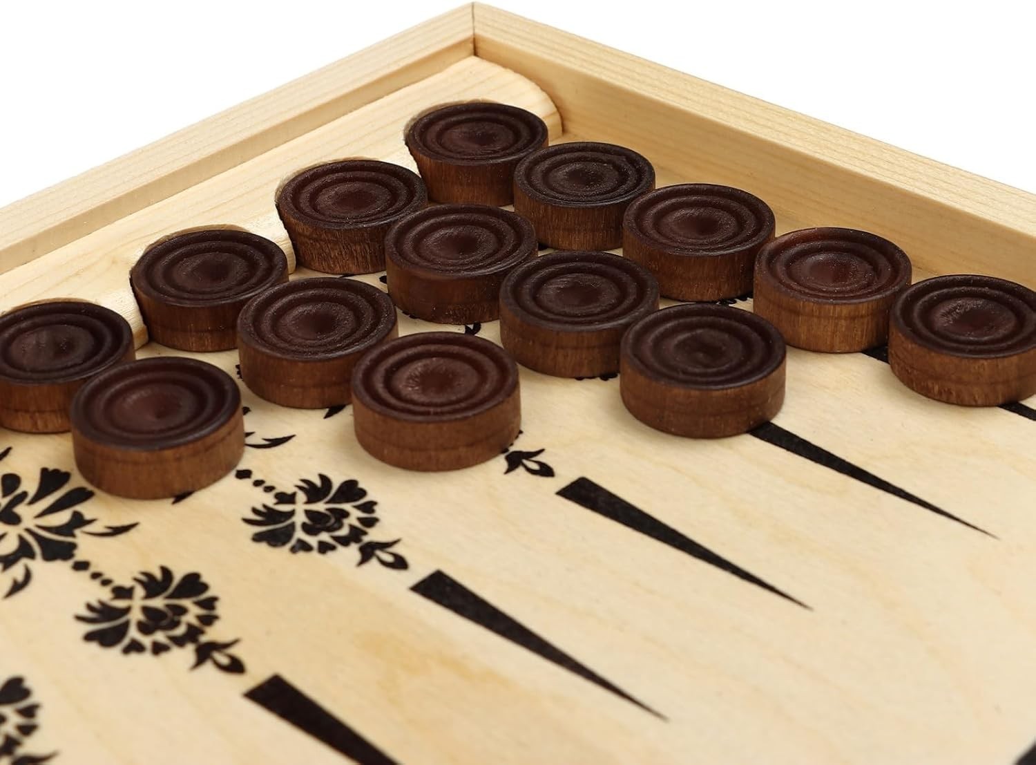 Wooden Backgammon Board 20x20 Engraved Folding Game Set Portable Classic