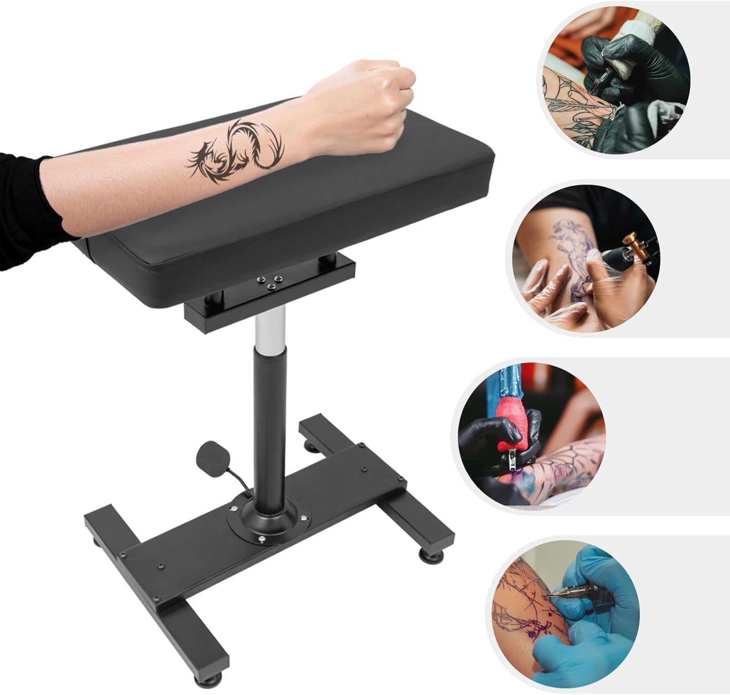 Hydraulic Lifting Tattoo Armrest Stand - Adjustable Height & 0-180° Angle & Max.